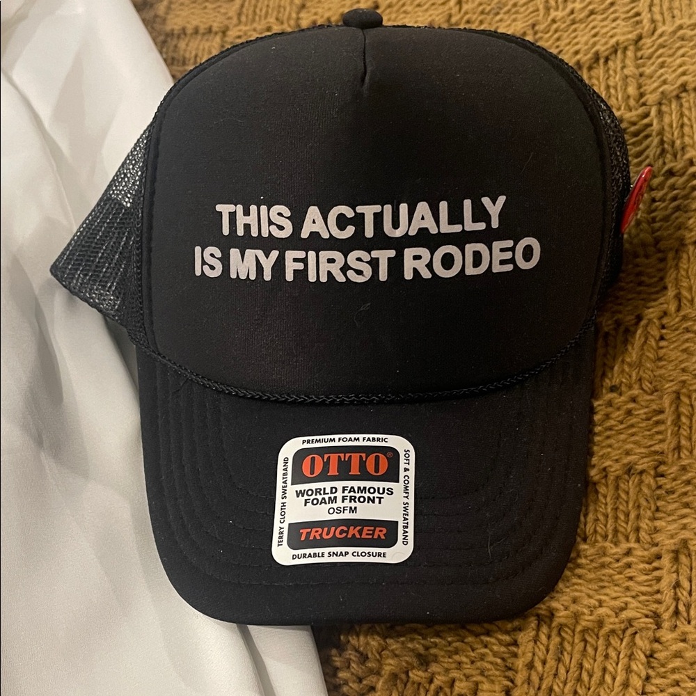 OTTO Black Trucker Hat with White Text